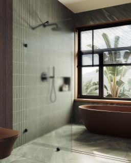 Душевая перегородка MaybahGlass MGD-268-6 79см чёрный